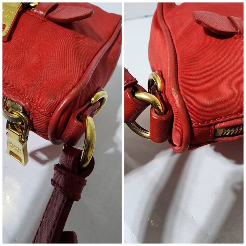 Authentic PRADA Tessuto Nylon Small Shoulder Bag Red - Picture 13 of 15